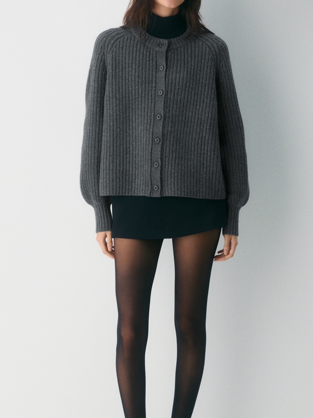 Wilfred Grey Ribbed Button-Up Cardigan